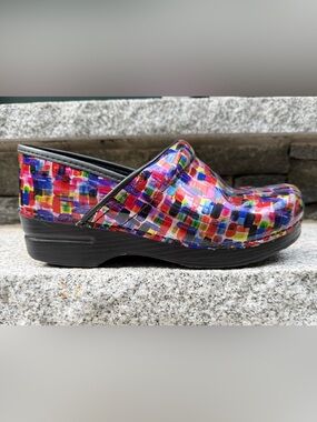 Dansko Multicolor Mosaic Patent Slip-On Clog